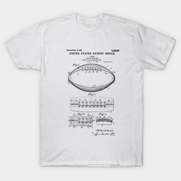 Football Ball Patent Black T-Shirt by Luve